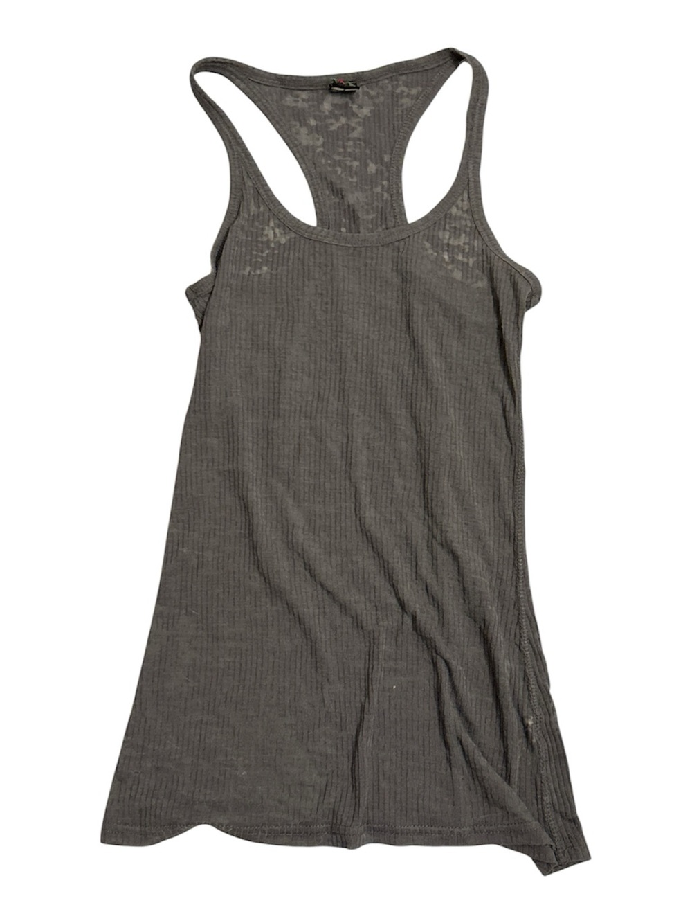 Women’s Racerback Ribbed distressed Tank Top - Charcoal Gray Y2K